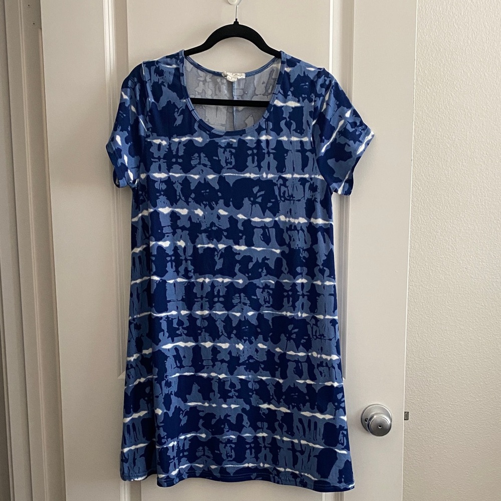 Kiwi and punch Blue Tie-Dye Midi Dress